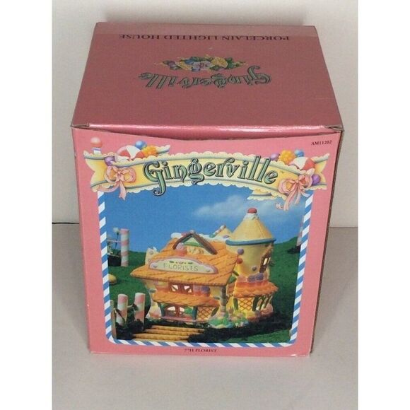 Gingerville Lighted House Large Spring Easter Bunny Village Florist - Picture 2 of 9